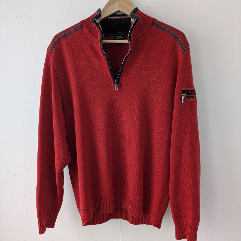 Paul & Shark Italy Royal Yacht Club Wool Quarter Zip M - Cool Touch Red